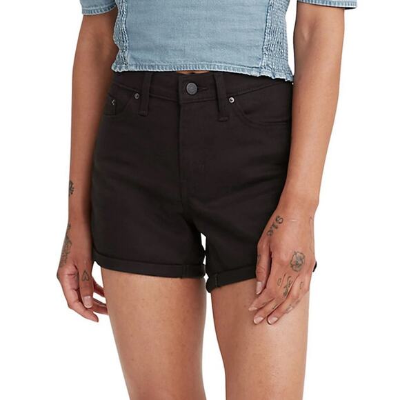 Women's Levi's® Mid-Length Jean Shorts Black Size 32 - Picture 1 of 11
